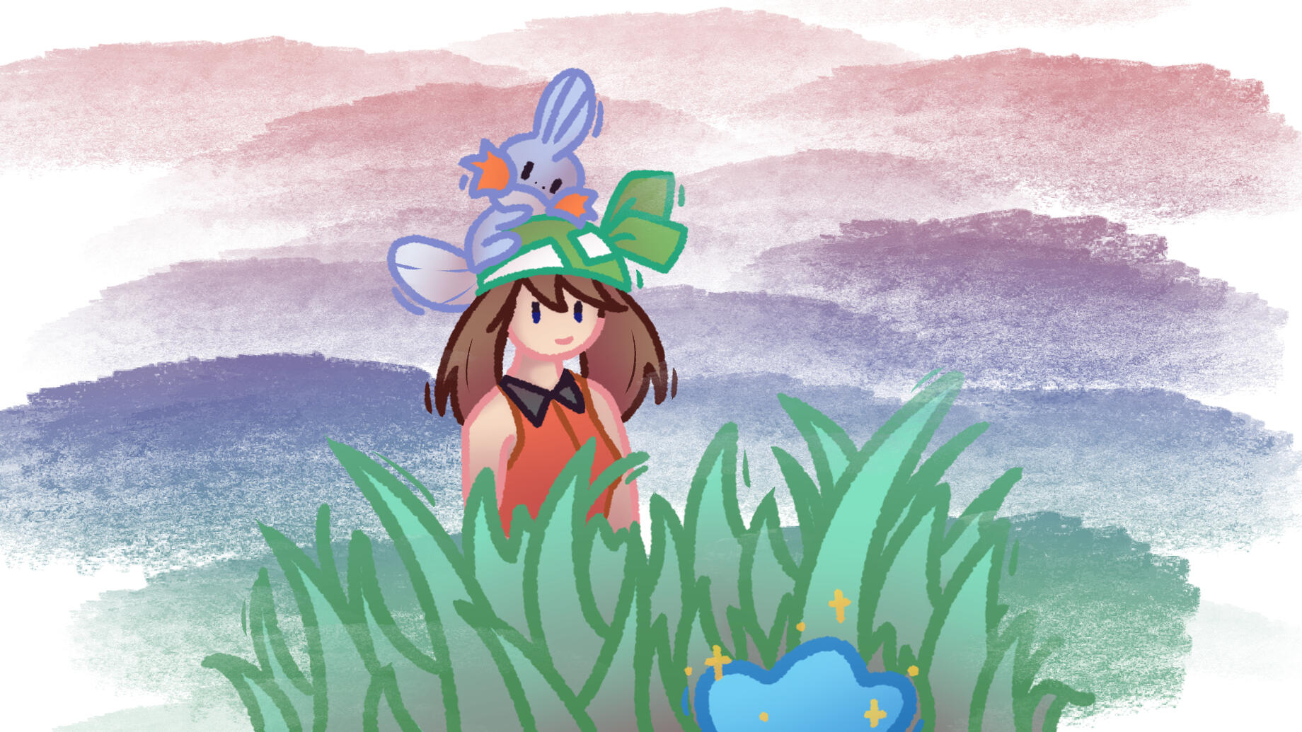 Pokemon Ruby Sapphire Emerald May, Mudkip and Shiny Ditto